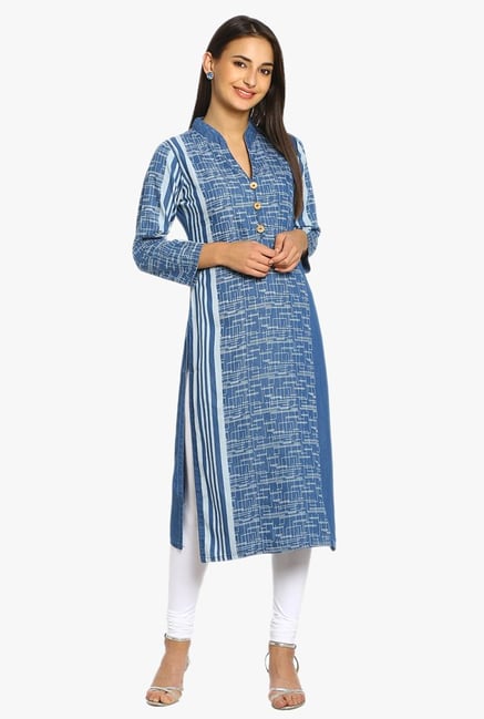 Soch Indigo Printed Denim Kurta Soch Indigo Printed Denim Kurta