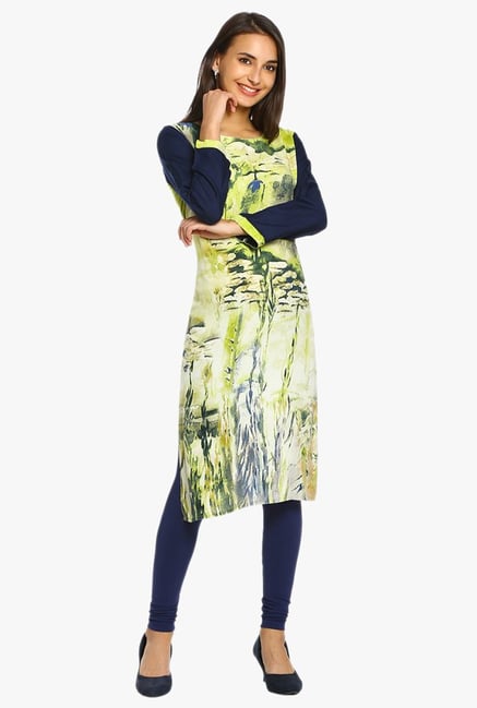 Soch Green Printed Rayon Kurta Soch Green Printed Rayon Kurta