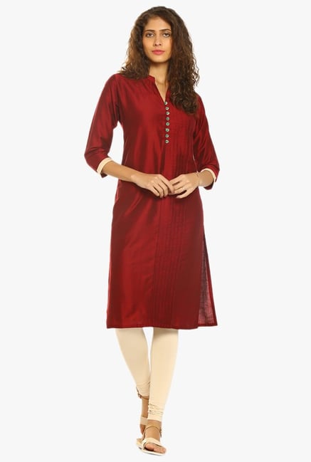 Soch Maroon Regular Fit Art Silk Kurta Soch Maroon Regular Fit Art Silk Kurta