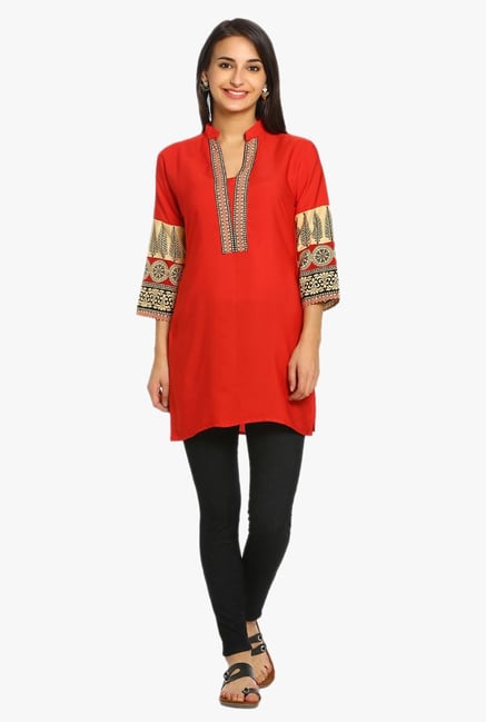 Soch Red Printed Crepe Kurti Soch Red Printed Crepe Kurti