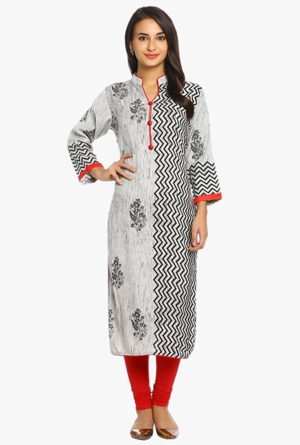 Soch Grey Printed Cotton Kurta Soch Grey Printed Cotton Kurta