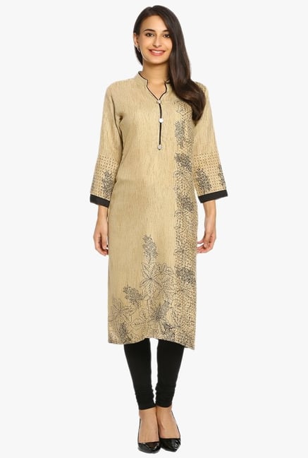 Soch Beige Printed Cotton Kurta Soch Beige Printed Cotton Kurta