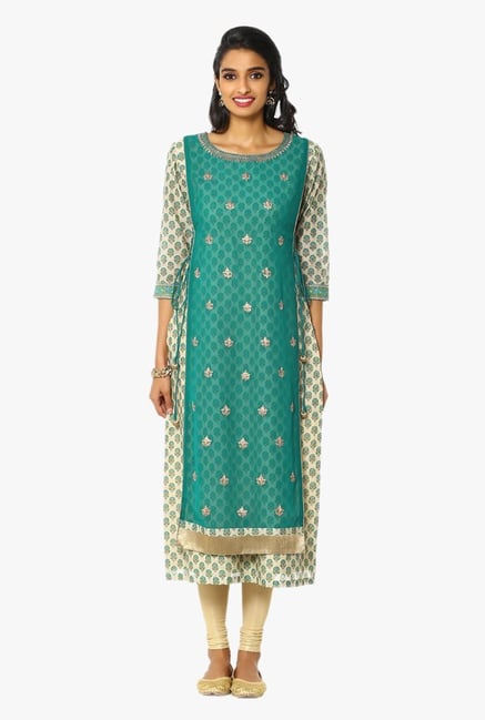 Soch Green Embroidered Georgette Kurta Soch Green Embroidered Georgette Kurta