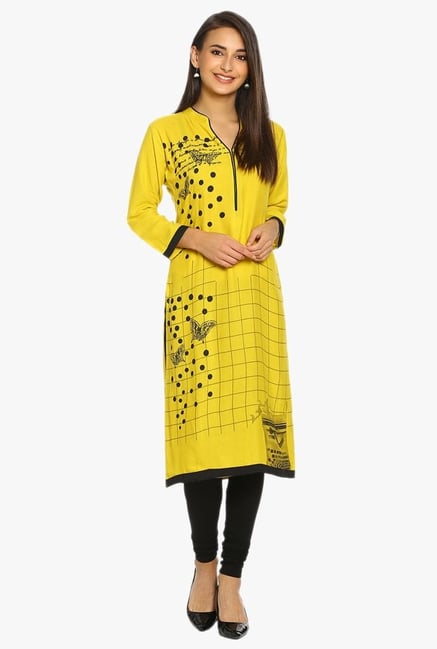 Soch Mustard Printed Rayon Kurta Soch Mustard Printed Rayon Kurta