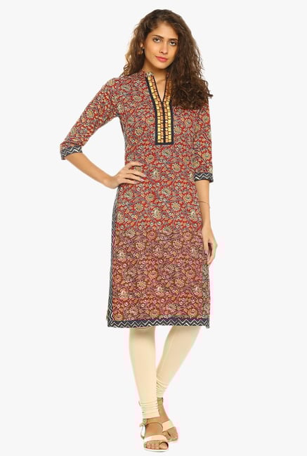 Soch Maroon Printed Cotton Kurta Soch Maroon Printed Cotton Kurta