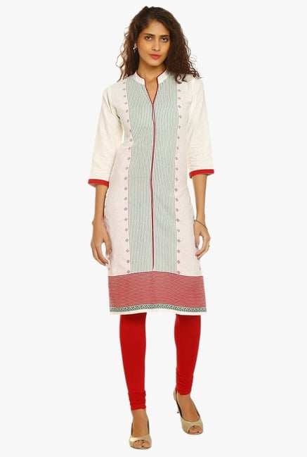 Soch Off White Printed Cotton Kurta Soch Off White Printed Cotton Kurta