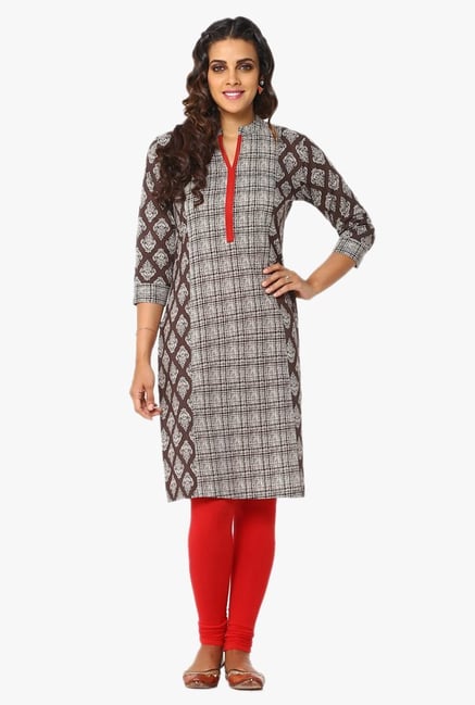 Soch Brown & Off White Printed Cotton Kurta Soch Brown & Off White Printed Cotton Kurta