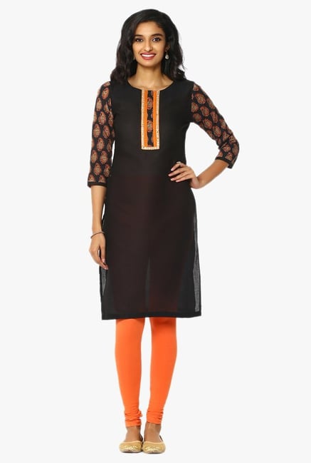 Soch Black Regular Fit Cotton Kurta Soch Black Regular Fit Cotton Kurta