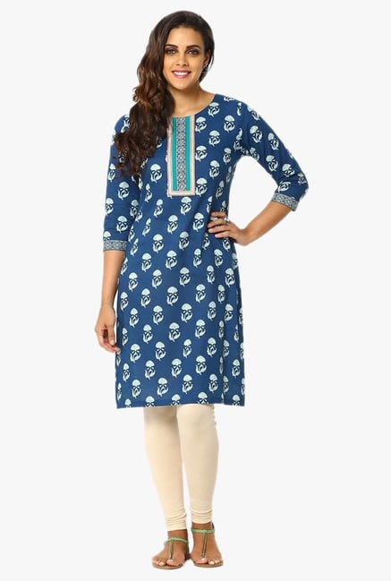Soch Indigo Floral Print Cotton Kurta Soch Indigo Floral Print Cotton Kurta