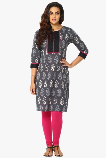 Soch Grey Printed Cotton Kurta Soch Grey Printed Cotton Kurta
