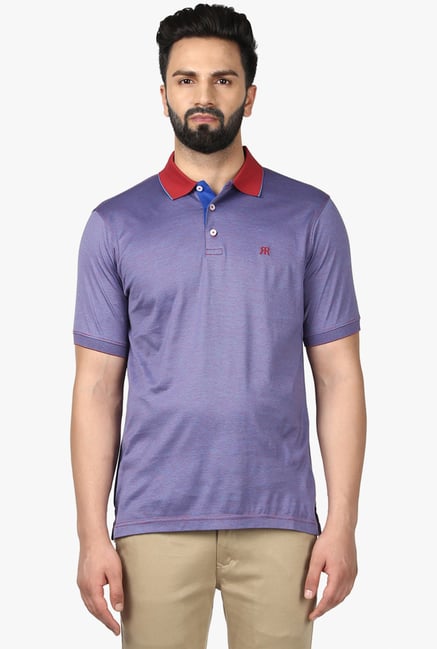 Raymond Purple Half Sleeves Striped T-Shirt Raymond Purple Half Sleeves Striped T-Shirt