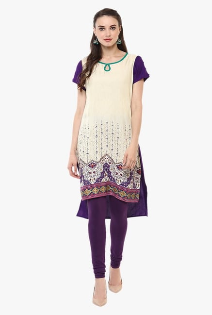 Avaana Beige Printed Rayon Kurta Avaana Beige Printed Rayon Kurta