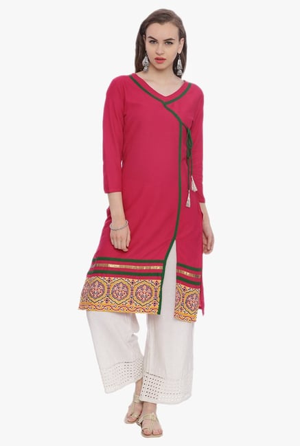 Avaana Fuchsia Printed Rayon Kurta Avaana Fuchsia Printed Rayon Kurta