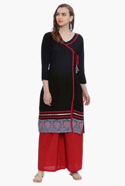 Avaana Black Printed Rayon Kurta Avaana Black Printed Rayon Kurta