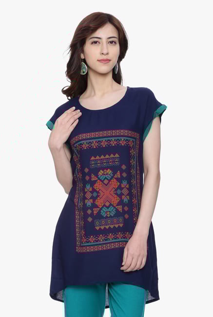 Avaana Navy Printed Rayon Kurti Avaana Navy Printed Rayon Kurti