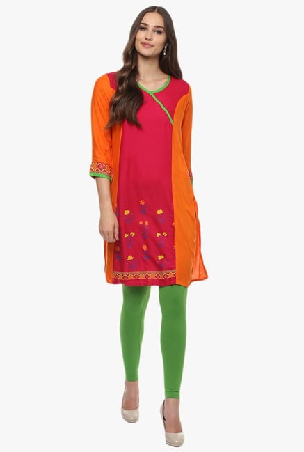 Evam Fuchsia Printed Rayon Kurta Evam Fuchsia Printed Rayon Kurta