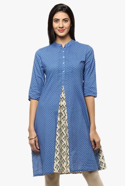 Evam Blue Printed Cotton Cambric Kurta Evam Blue Printed Cotton Cambric Kurta