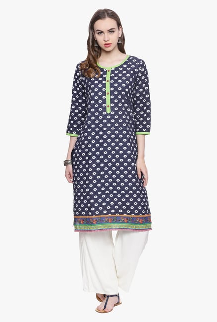 Avaana Navy Printed Cotton Cambric Kurta Avaana Navy Printed Cotton Cambric Kurta