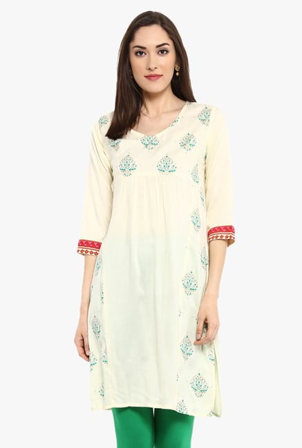 Avaana Beige Printed Rayon Kurti Avaana Beige Printed Rayon Kurti