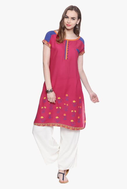 Evam Fuchsia Printed Rayon Kurta Evam Fuchsia Printed Rayon Kurta