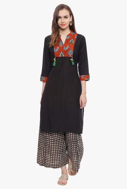 Avaana Black Printed Cambric Cotton Kurta Avaana Black Printed Cambric Cotton Kurta