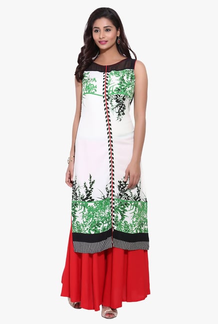 Evam White Printed Rayon Kurta Evam White Printed Rayon Kurta
