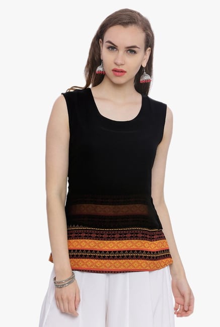 Avaana Black Printed Rayon Georgette Kurti Avaana Black Printed Rayon Georgette Kurti