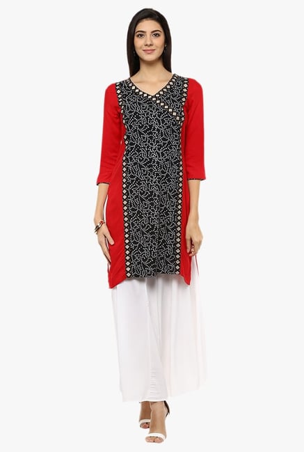 Evam Black Printed Cotton Cambric Kurti Evam Black Printed Cotton Cambric Kurti