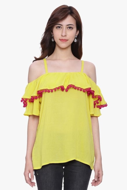 Avaana Yellow Square Neck Rayon Crepe Kurti Avaana Yellow Square Neck Rayon Crepe Kurti