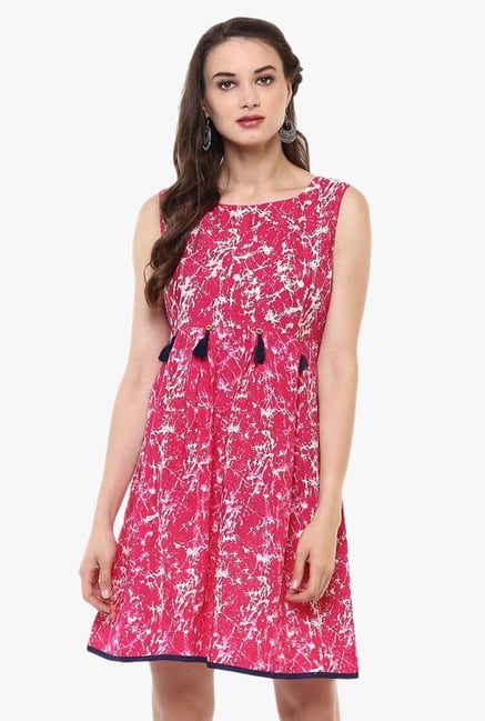 Evam Pink Printed Cotton Cambric Kurti Evam Pink Printed Cotton Cambric Kurti