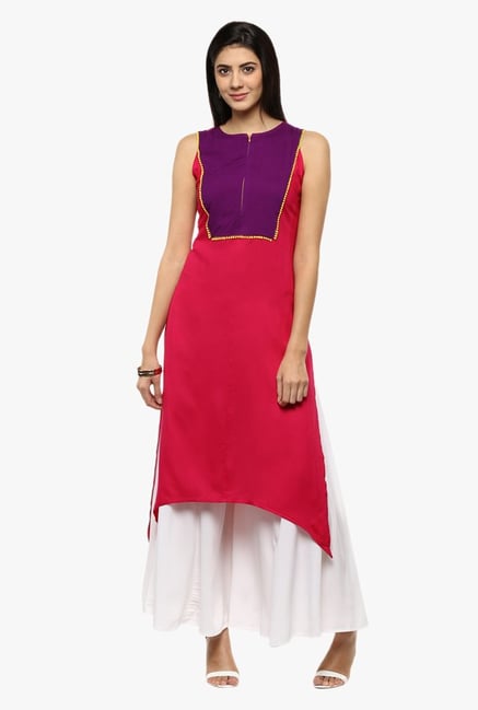 Avaana Fuchsia Round Neck Rayon Kurta Avaana Fuchsia Round Neck Rayon Kurta