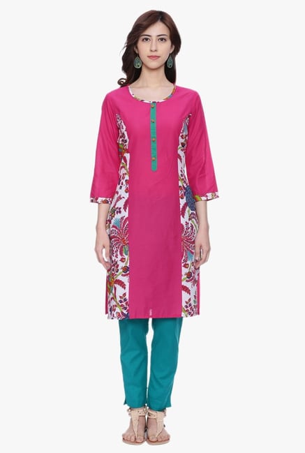 Evam Pink Printed Cotton Cambric Kurta Evam Pink Printed Cotton Cambric Kurta
