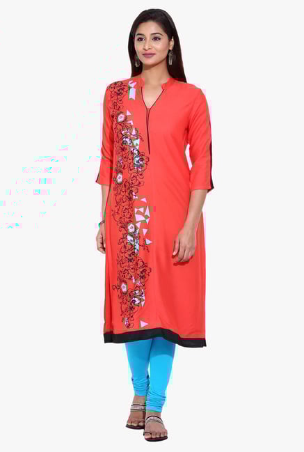 Avaana Coral Printed Rayon Kurta Avaana Coral Printed Rayon Kurta