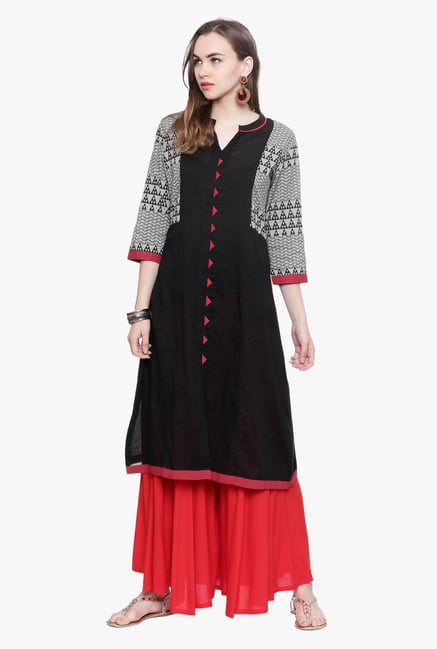 Avaana Black Printed Cambric Kurta Avaana Black Printed Cambric Kurta
