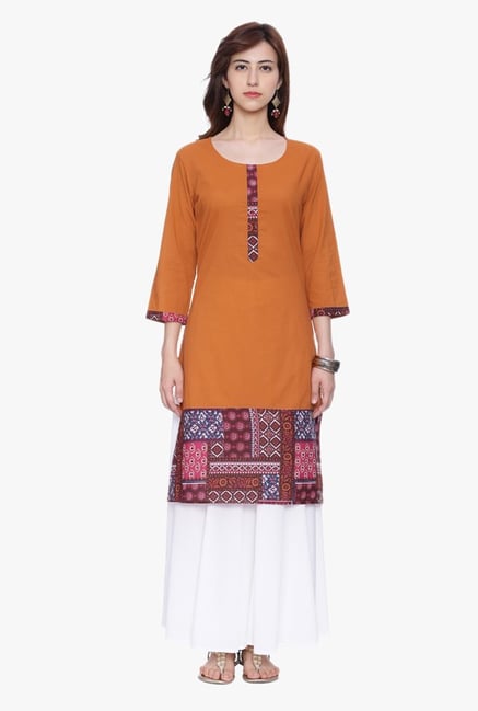 Avaana Rust Printed Cotton Cambric Kurta Avaana Rust Printed Cotton Cambric Kurta