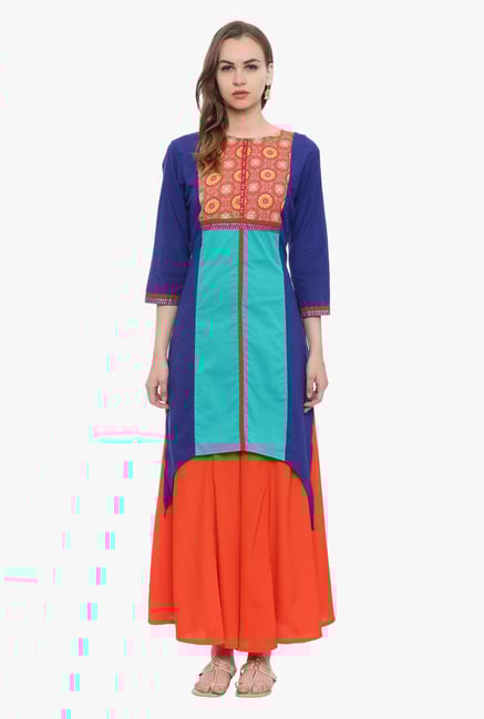 Avaana Blue Printed Cambric Kurta Avaana Blue Printed Cambric Kurta