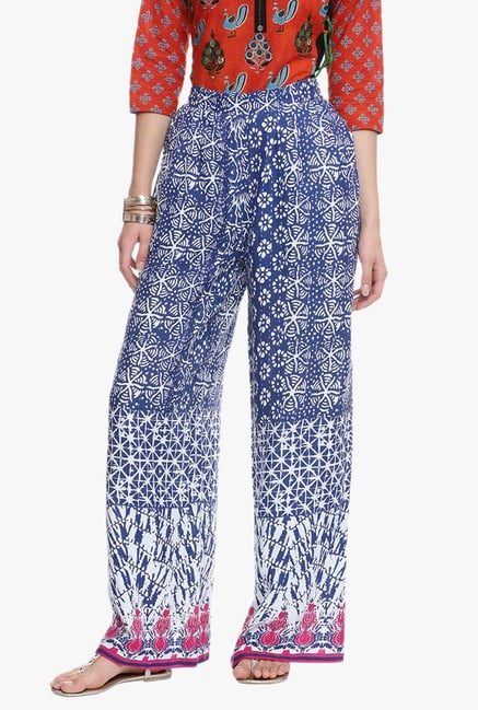 Avaana Blue Printed Rayon Palazzo Avaana Blue Printed Rayon Palazzo