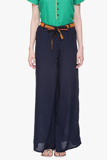 Avaana Navy Rayon Straight Palazzo Avaana Navy Rayon Straight Palazzo