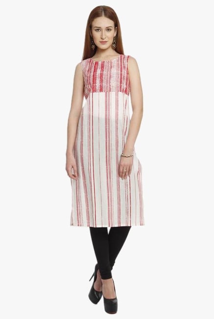 Aurelia Off White & Pink Printed Cotton Kurta Aurelia Off White & Pink Printed Cotton Kurta