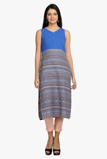 Aurelia Blue Printed Cotton Kurta Aurelia Blue Printed Cotton Kurta