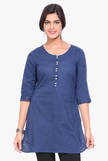 Aurelia Navy Round Neck Cotton Kurti Aurelia Navy Round Neck Cotton Kurti
