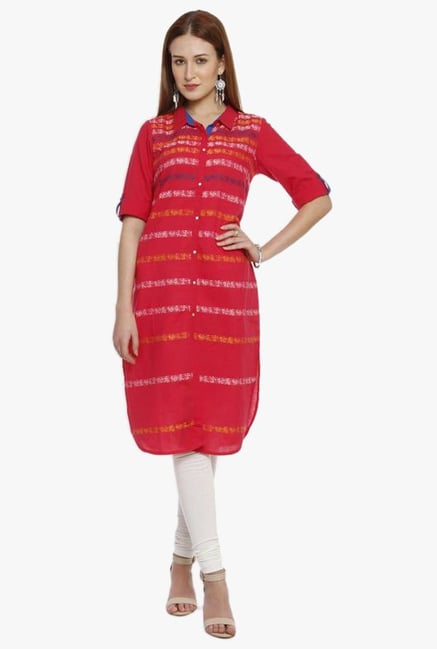 Aurelia Pink Printed Cotton Kurta Aurelia Pink Printed Cotton Kurta