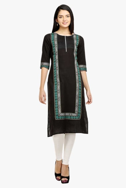 Aurelia Black Printed Cotton Kurta Aurelia Black Printed Cotton Kurta