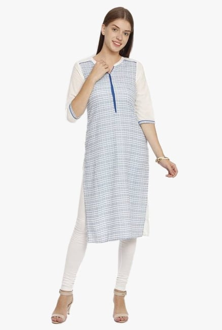 Aurelia Blue & White Checks Cotton Kurta Aurelia Blue & White Checks Cotton Kurta