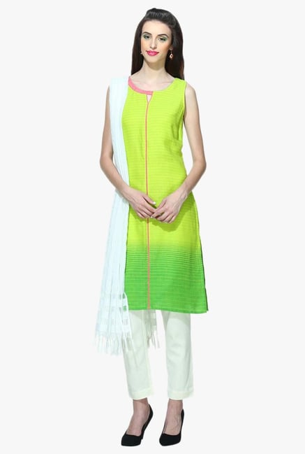 Aurelia Lime Striped Cotton Kurta Aurelia Lime Striped Cotton Kurta