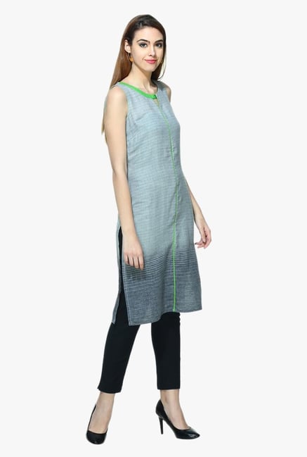 Aurelia Grey Striped Cotton Kurta Aurelia Grey Striped Cotton Kurta