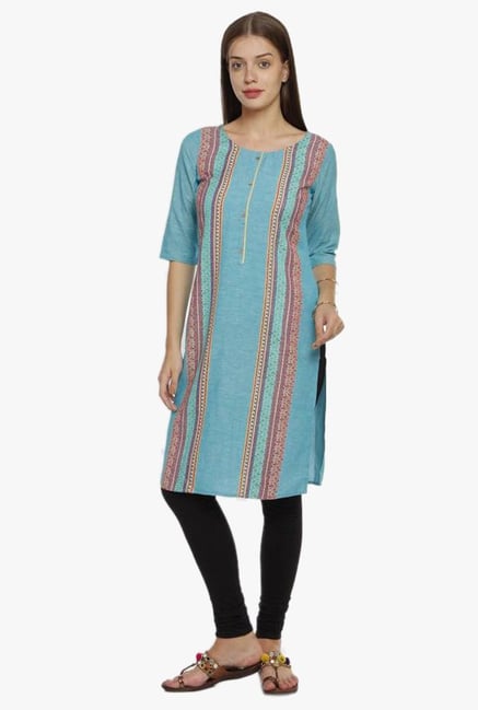 Aurelia Blue Printed Rayon Kurta Aurelia Blue Printed Rayon Kurta