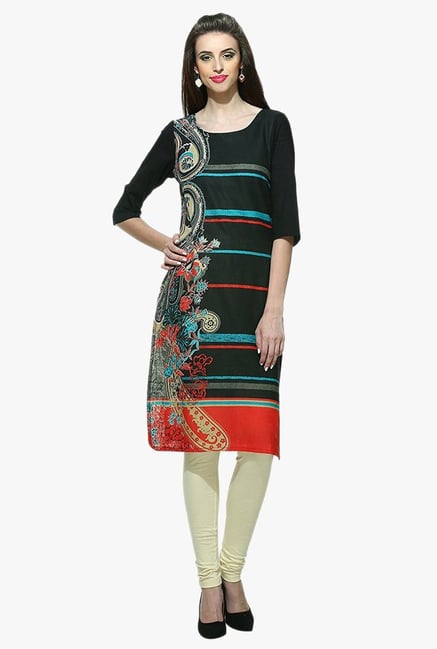 Aurelia Black Printed Cotton Kurta Aurelia Black Printed Cotton Kurta