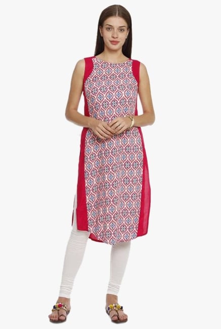Aurelia Pink Printed Viscose Kurta Aurelia Pink Printed Viscose Kurta