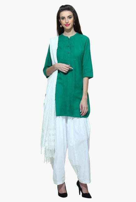 Aurelia Green Band Neck Cotton Kurti Aurelia Green Band Neck Cotton Kurti